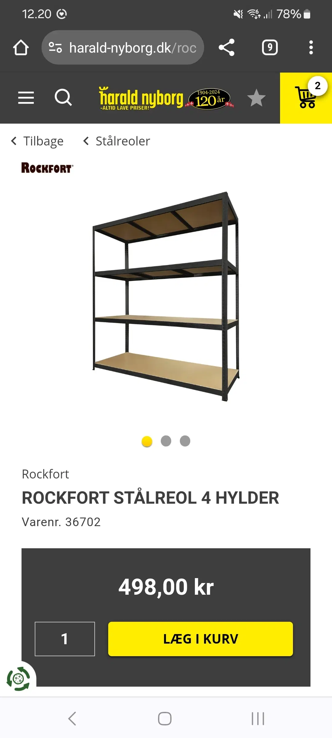 Rockford stålreol med 4 hylder