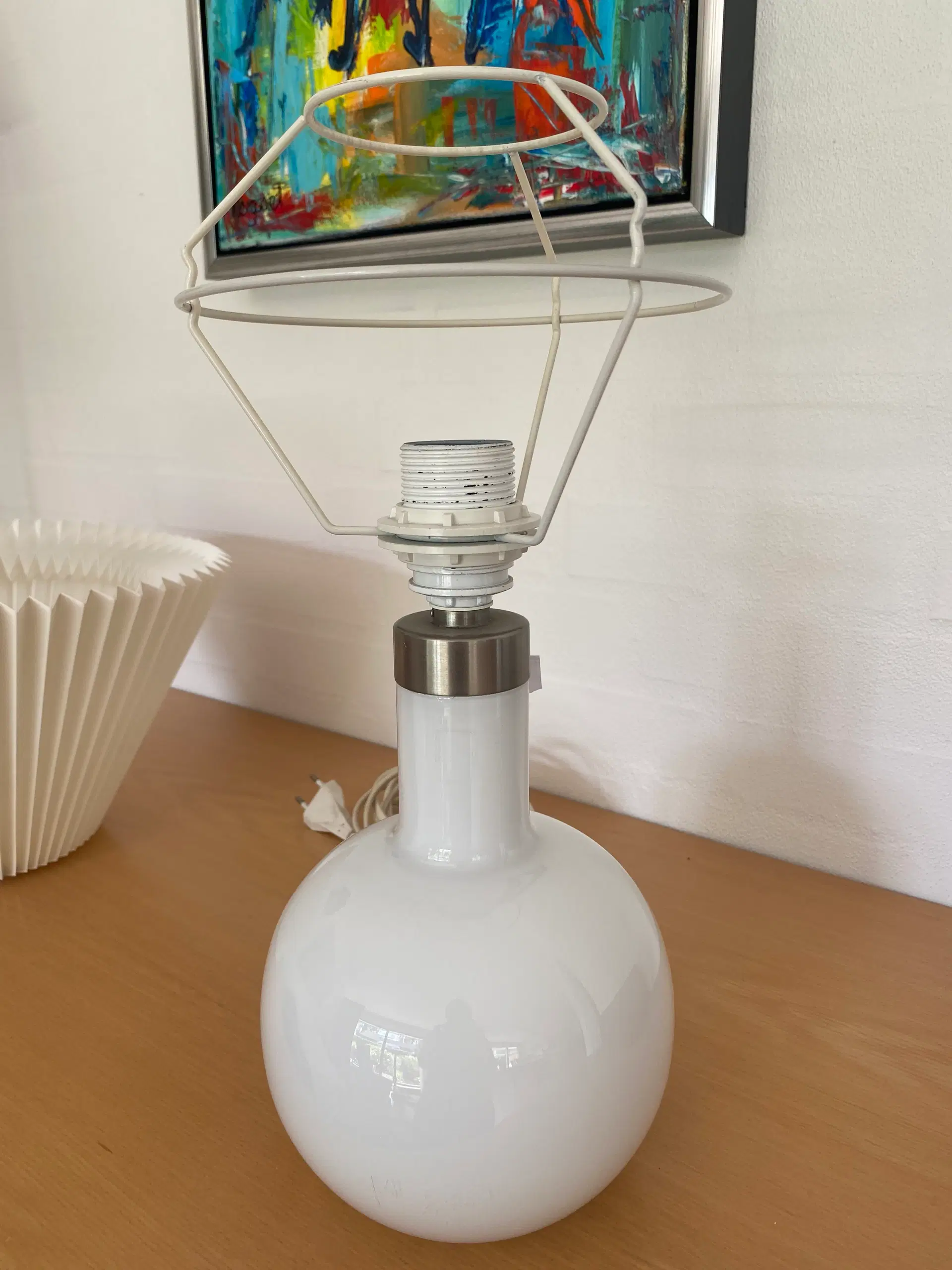 Bordlampe Boule Holmegaard hvid opal glas