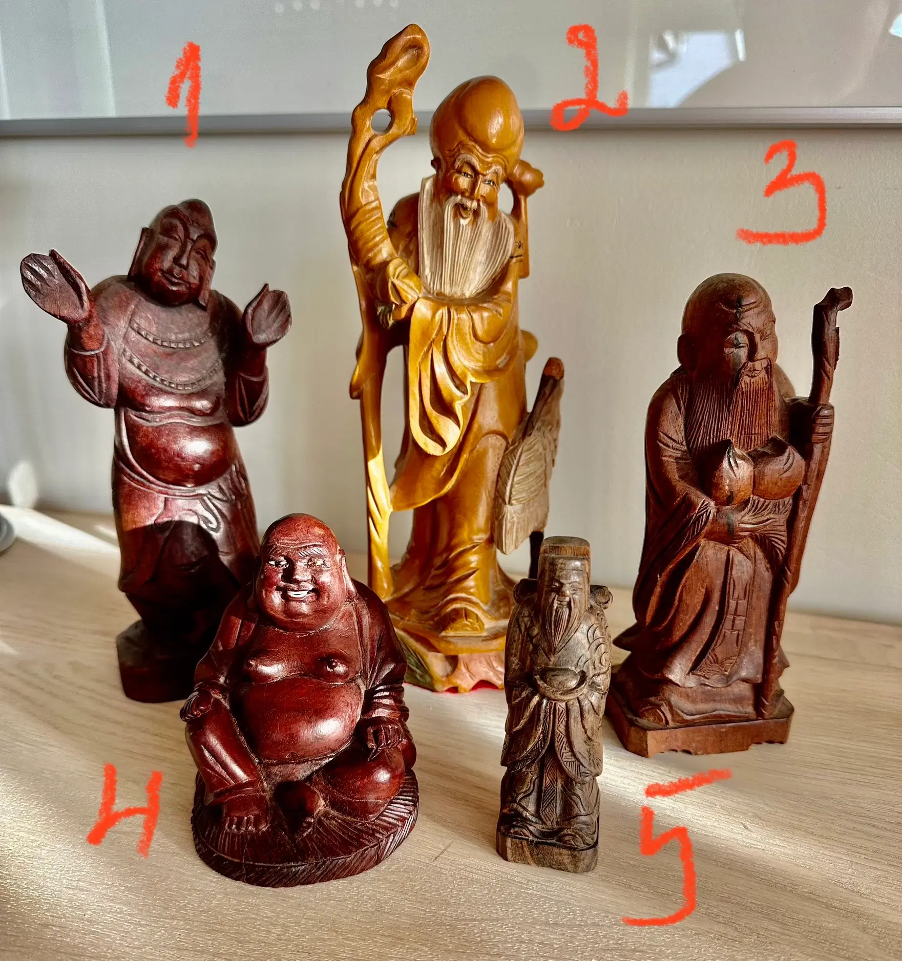 Vintage/ antikke håndskårede orientalske figurer