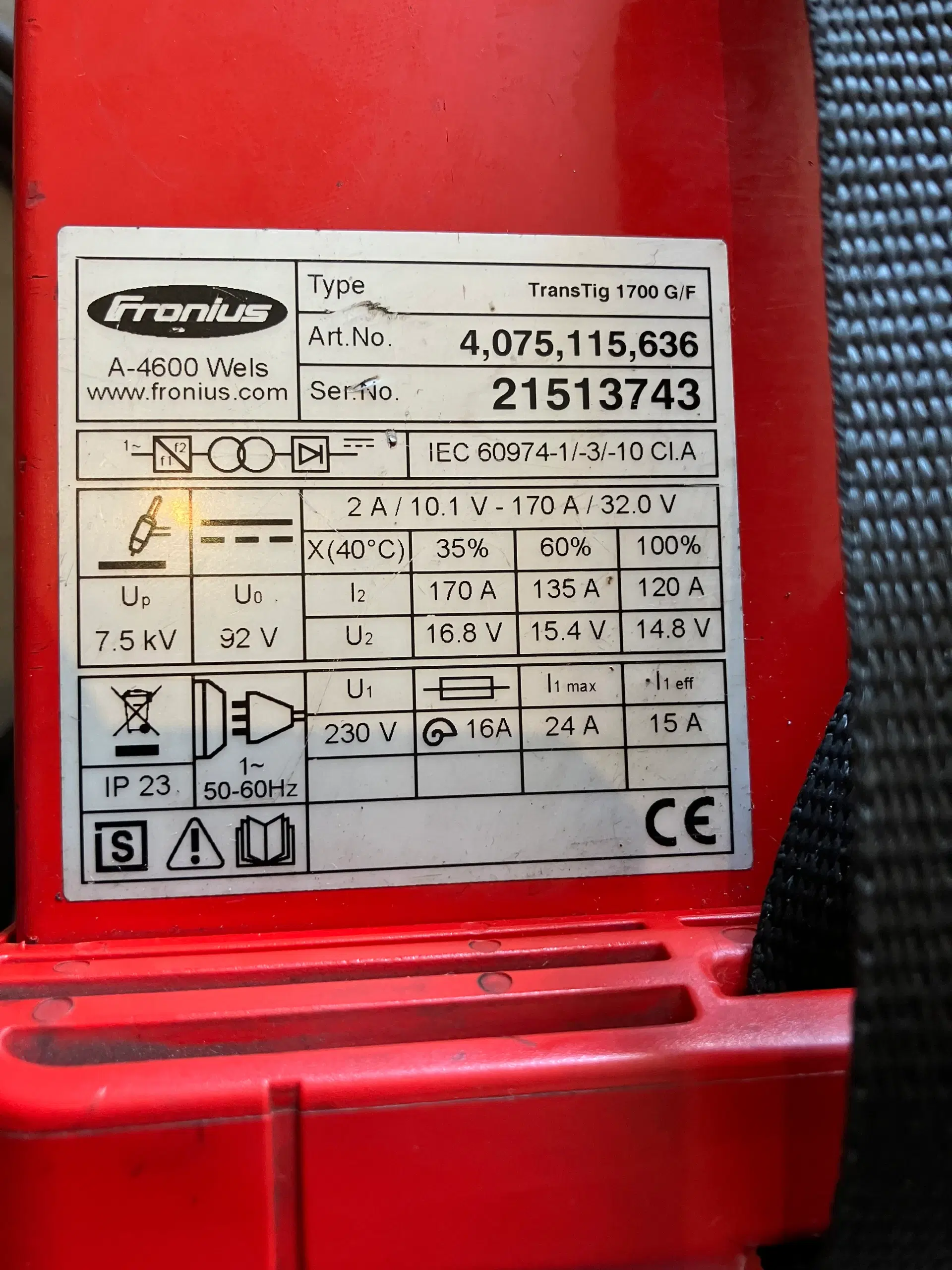 Fronius transtig 1700 Tig/elektrode