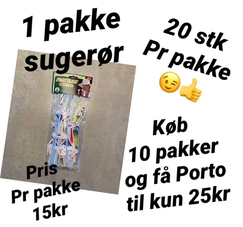 1 pakke nye sugerør