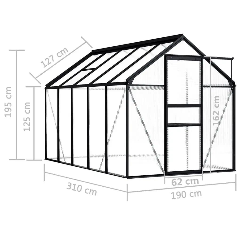 Drivhus 589 m² aluminium antracitgrå