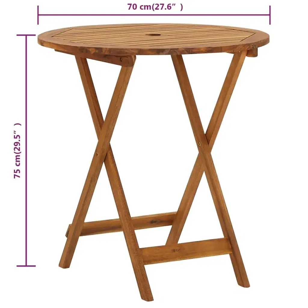 Foldbart havebord 70 cm massivt akacietræ