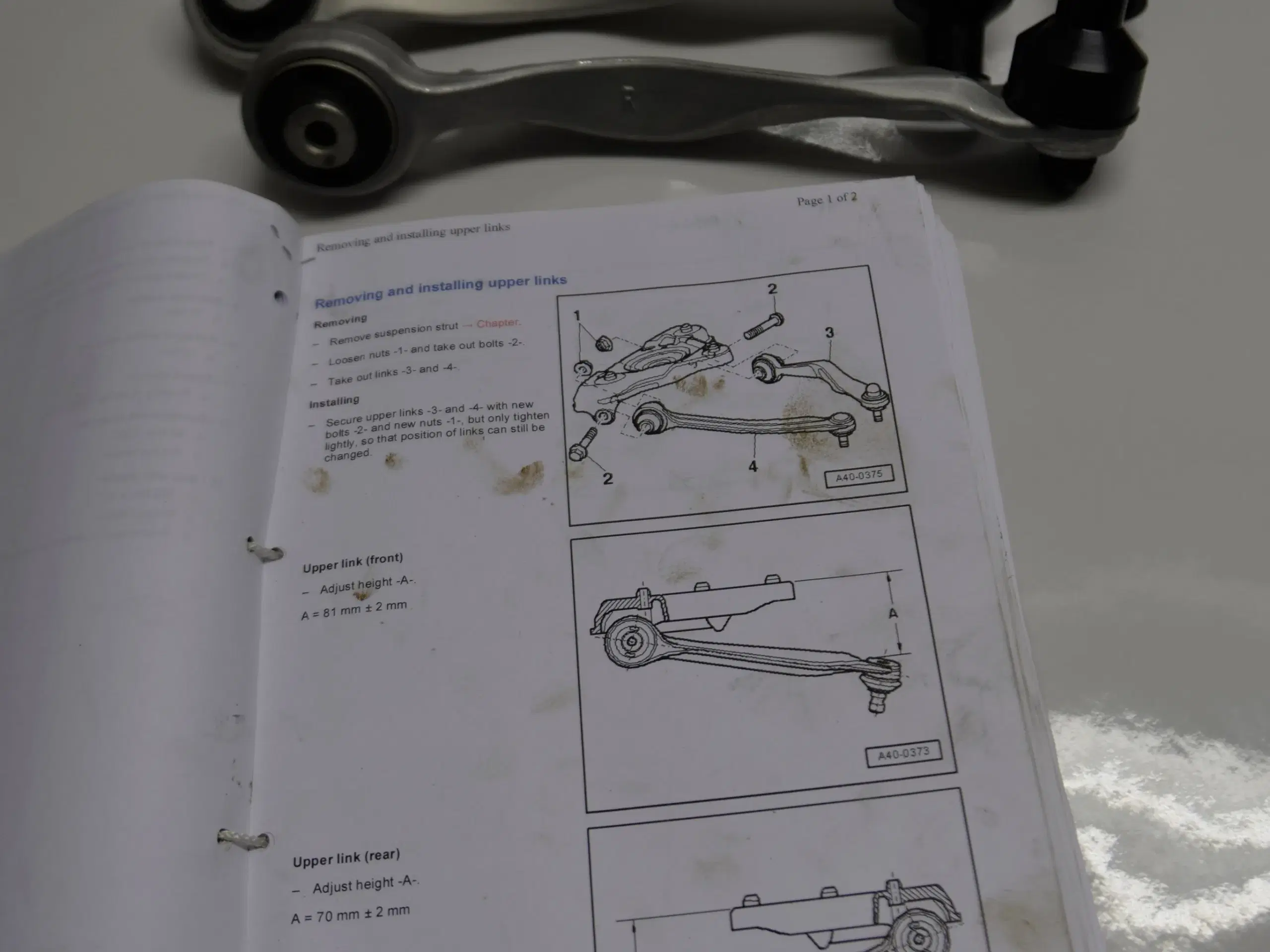 Øverste bærearme til Audi A4 8E2/8E5 B6 2001-2004