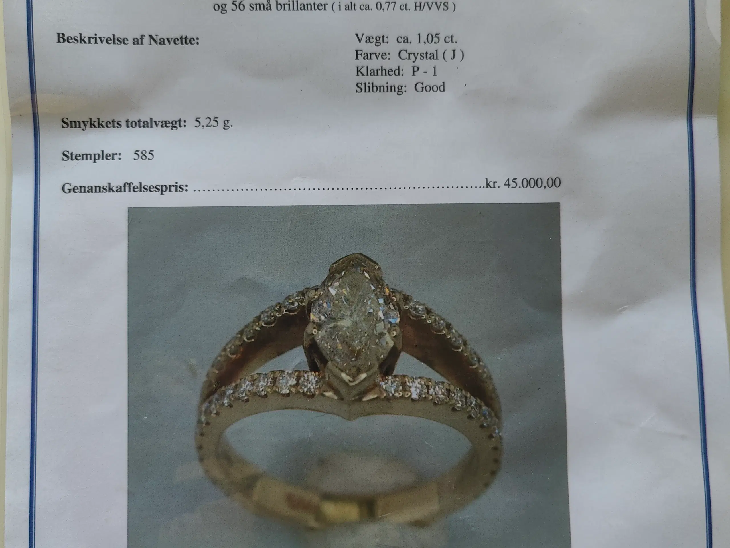 14 kt hvidguld forlovelsesring med brillanter