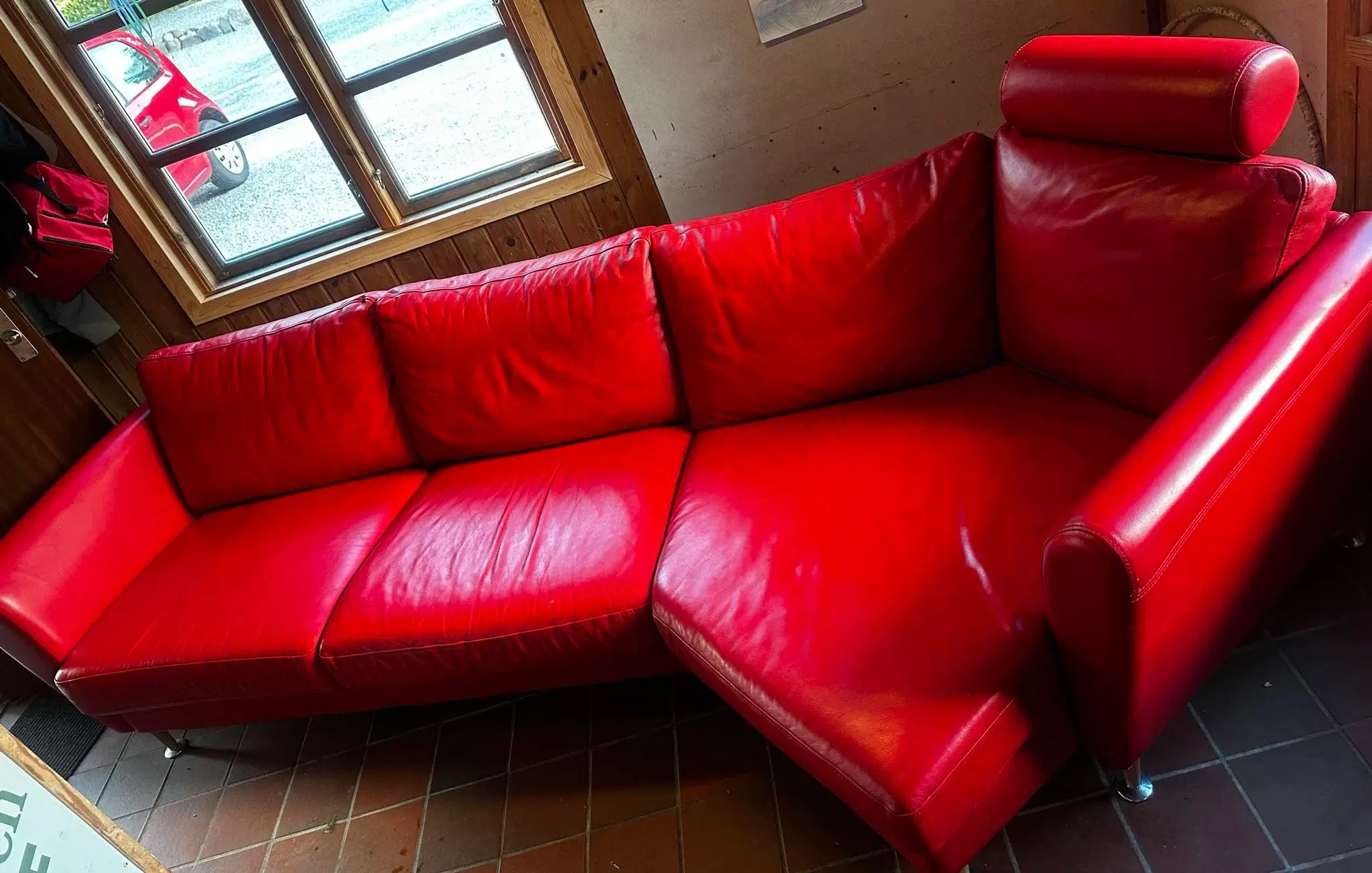 Rød lædersofa