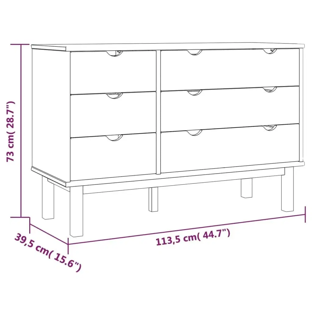 Kommode OTTA 111x43x735 cm massivt fyrretræ