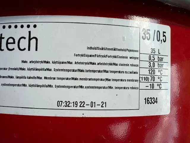 35 liters trykekspansion