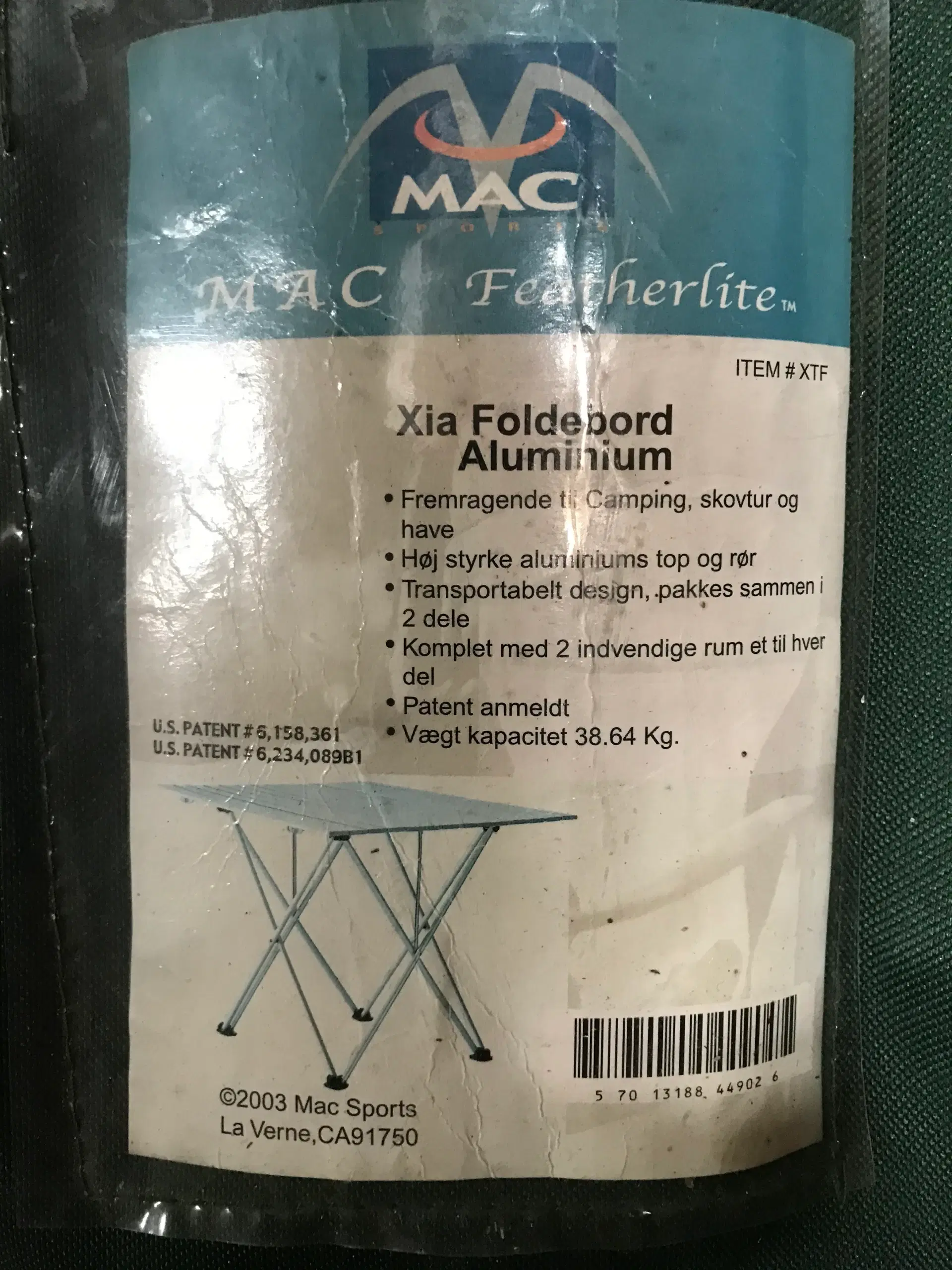 Aluminiums bord og 2 klapstole