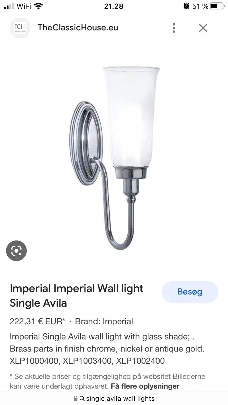 Imperial Avila Single Wall light