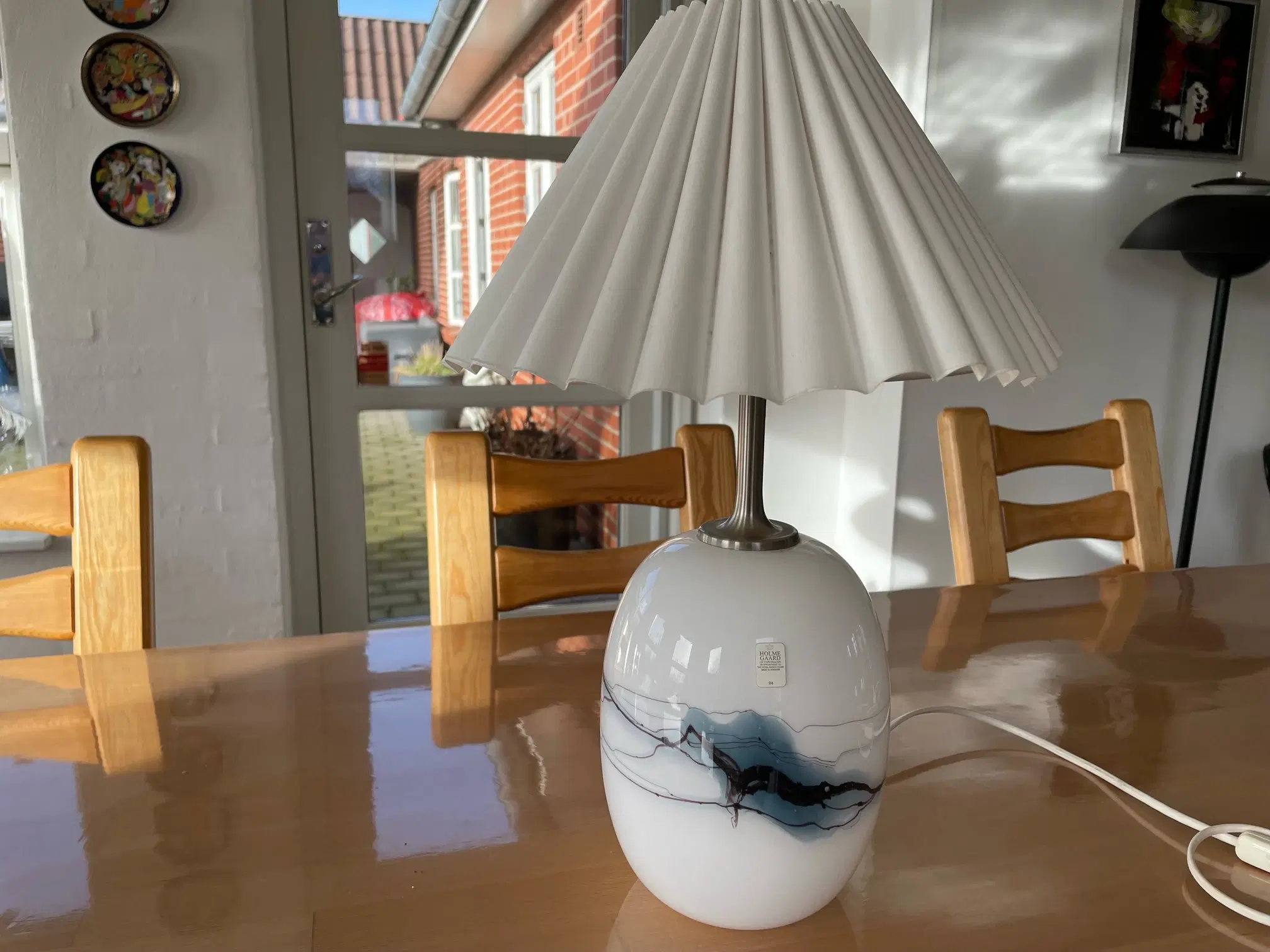 Holmegaard Sakura bordlampe Mundblæst opalglas