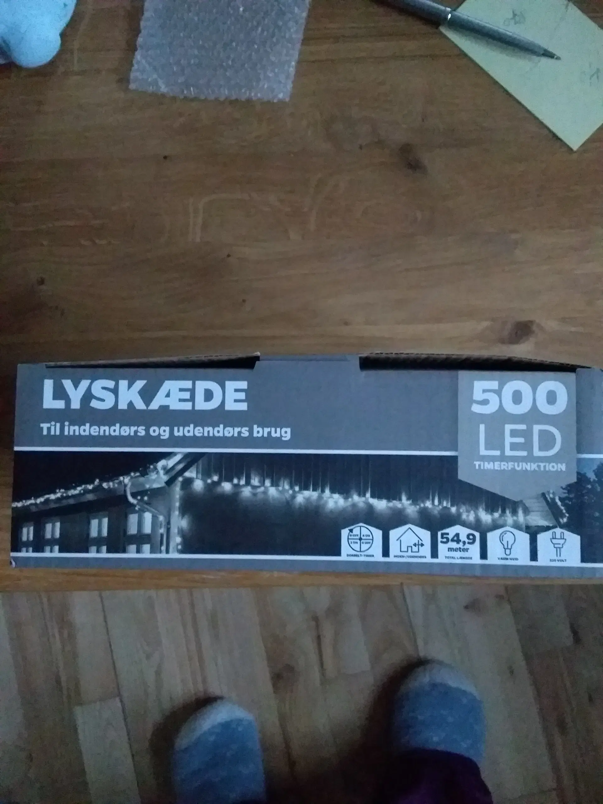 Lyskæde 500 led 499 m + 5 m ledning til lysnet