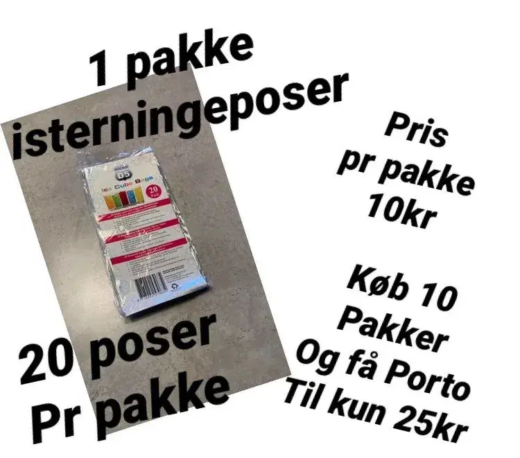 1 pakke med 20 stk isterningeposer