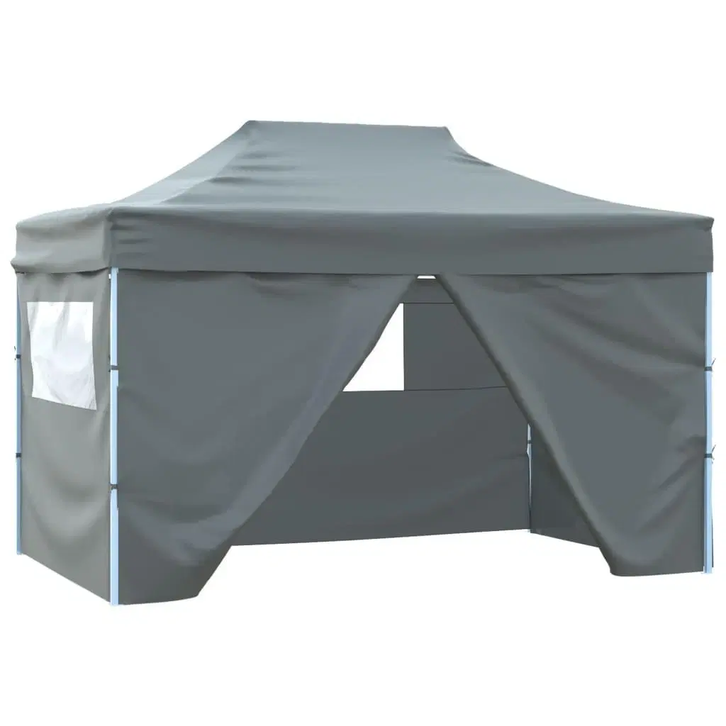 Foldbart telt pop-up med 4 sidevægge 3 x 45 m antracitgrå
