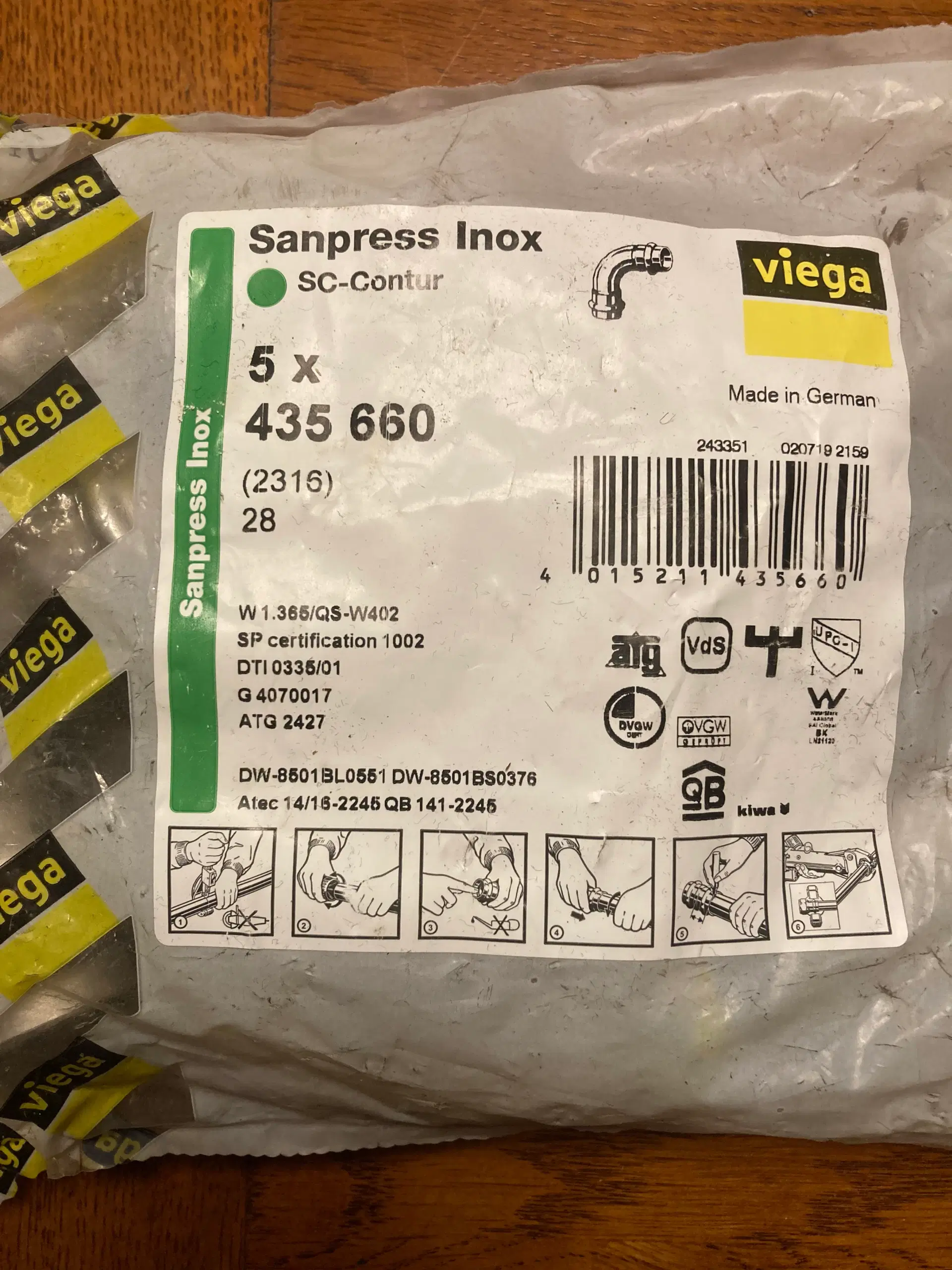 Viega sanpress inox vinkler 28 mm