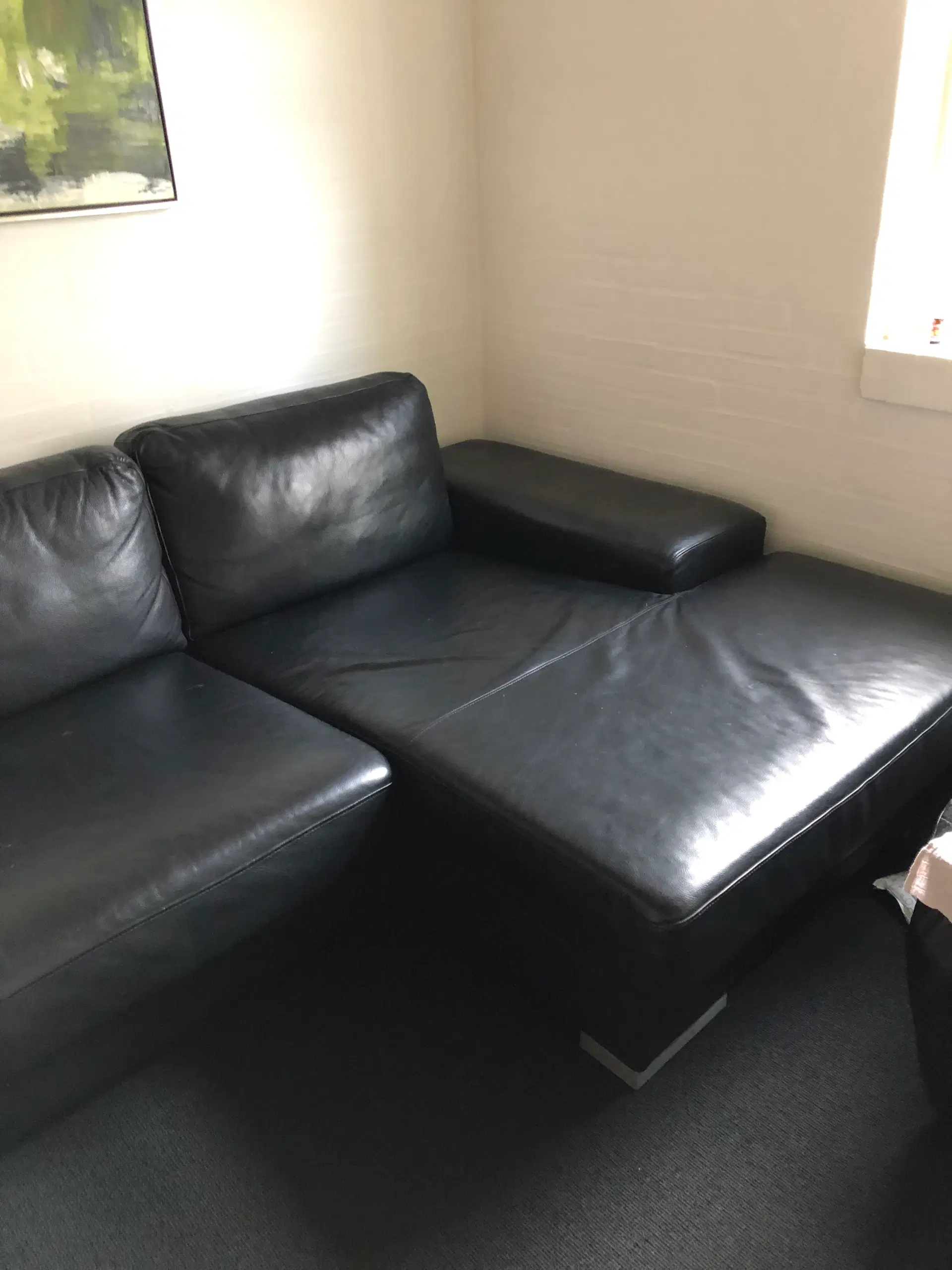 Læder sofa med chaiselong