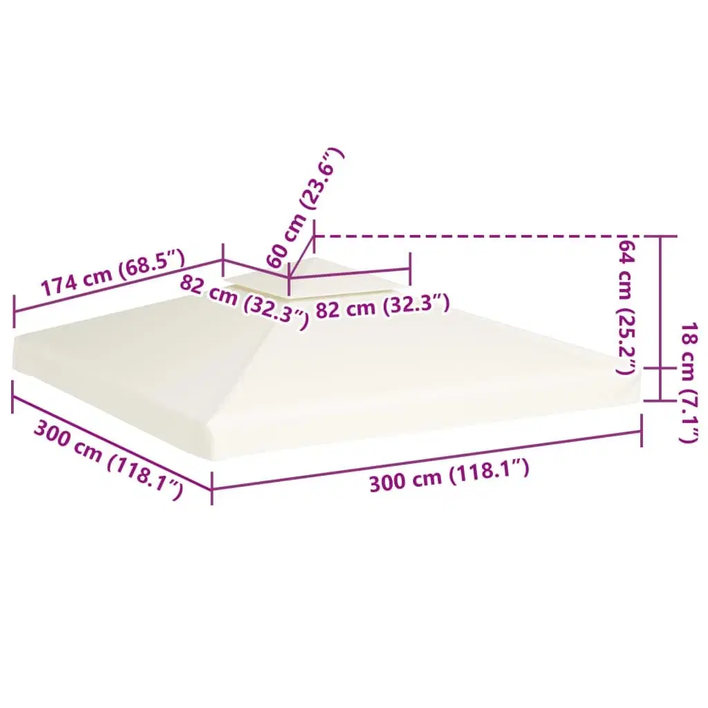 Baldakin til pavillon 3x3 m 310 g/m² cremehvid