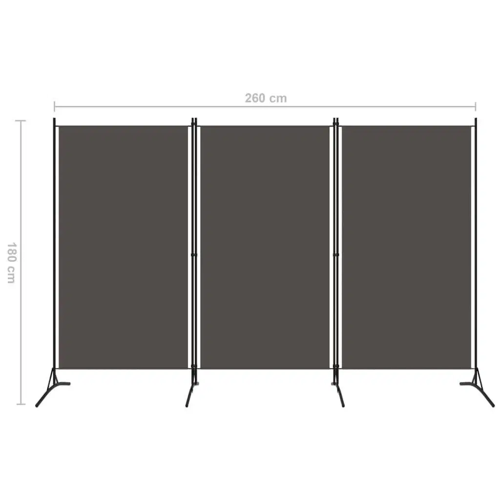 3-panels rumdeler 260 x 180 cm antracitgrå