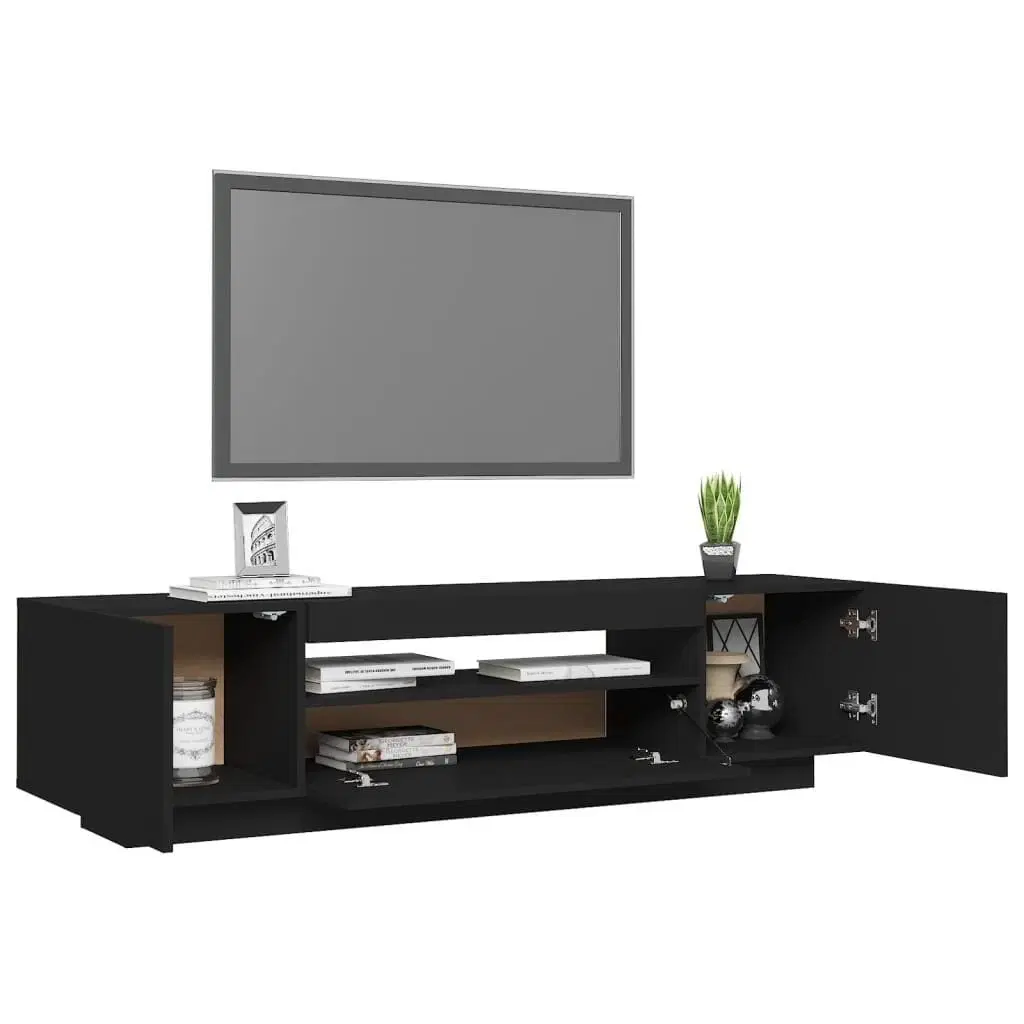 Tv-bord med LED-lys 160x35x40 cm sort