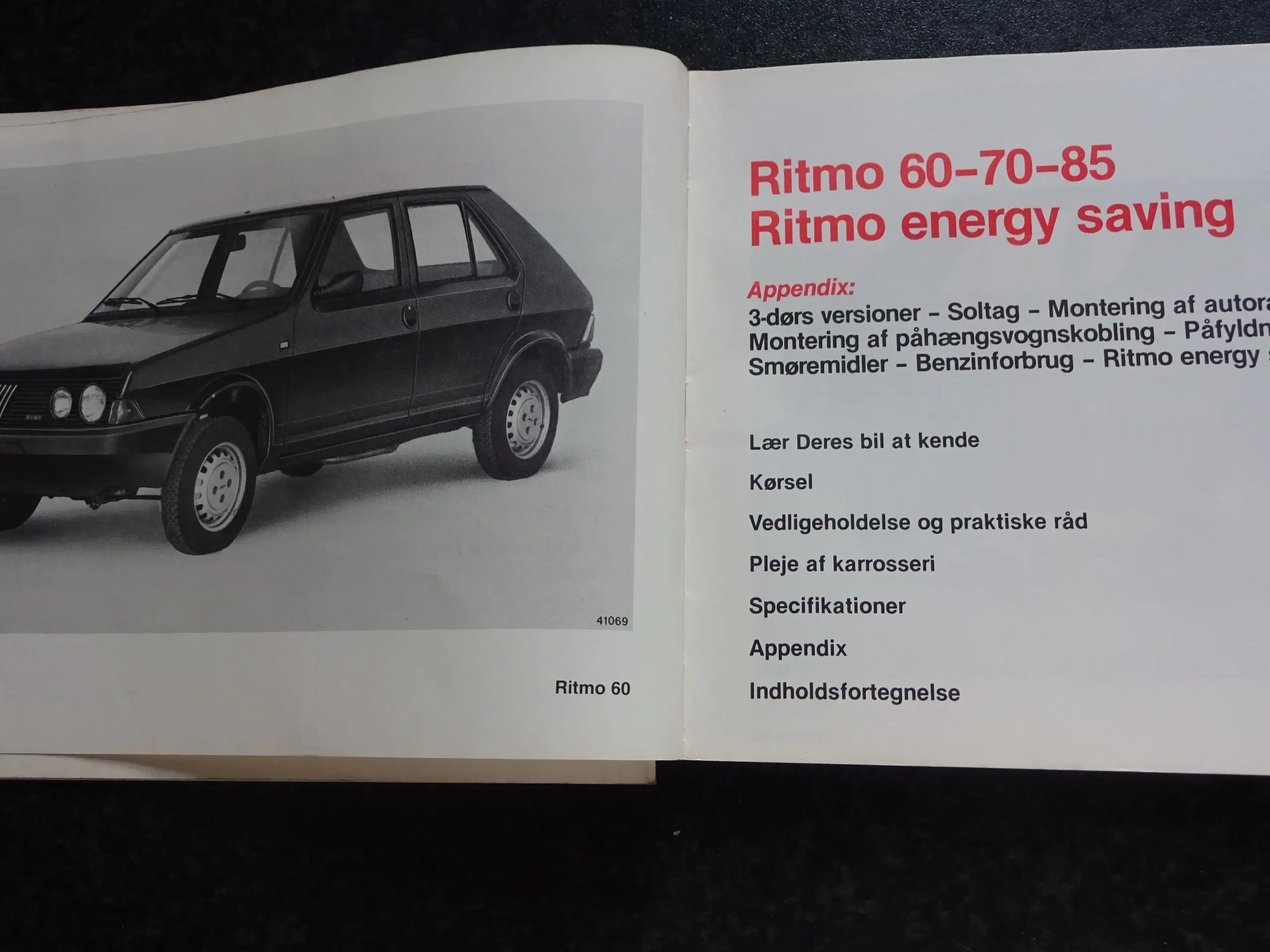 Fiat Ritmo instruktionsbog