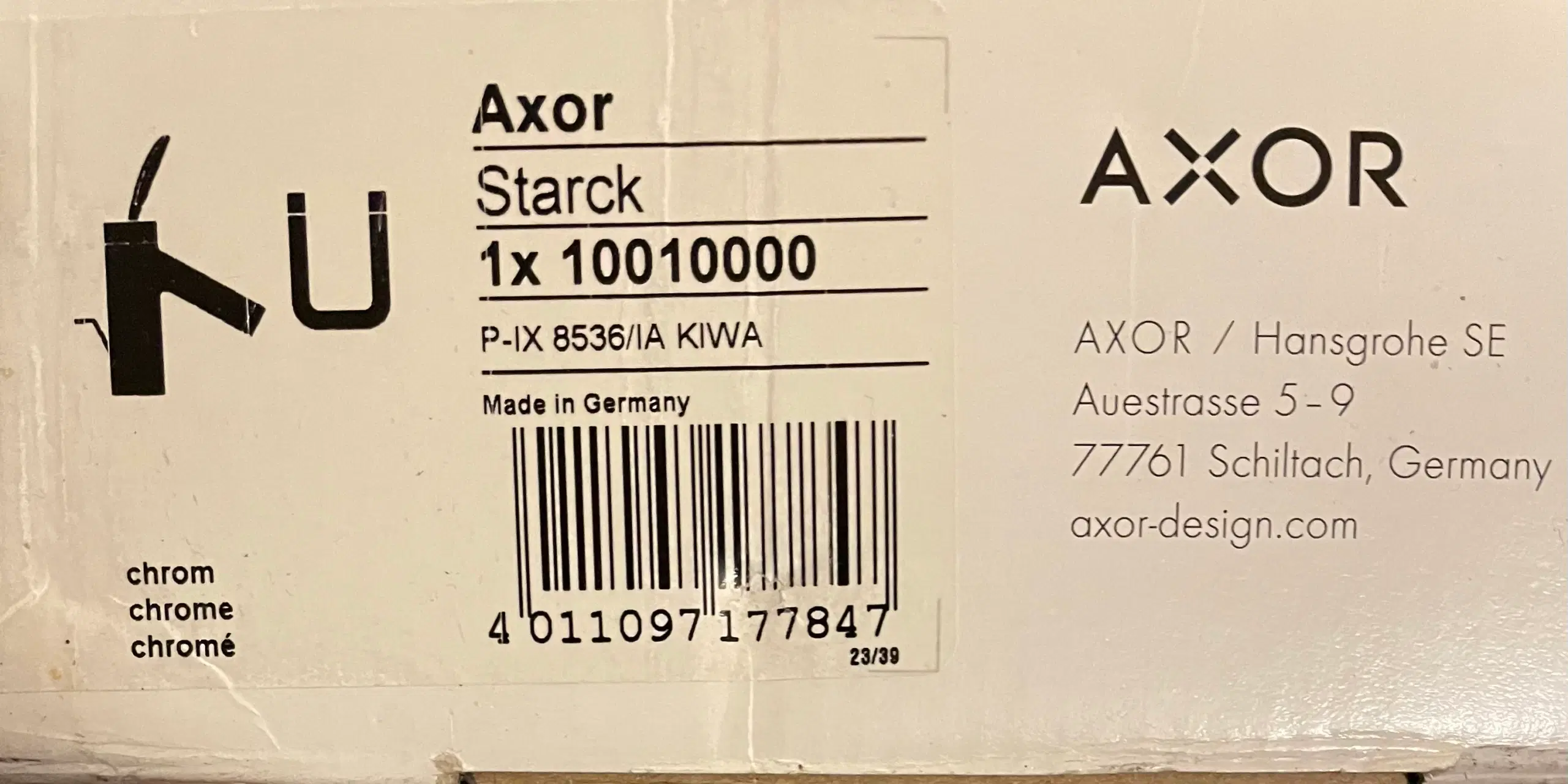 Axor Starck Classic 70 vandhane krom