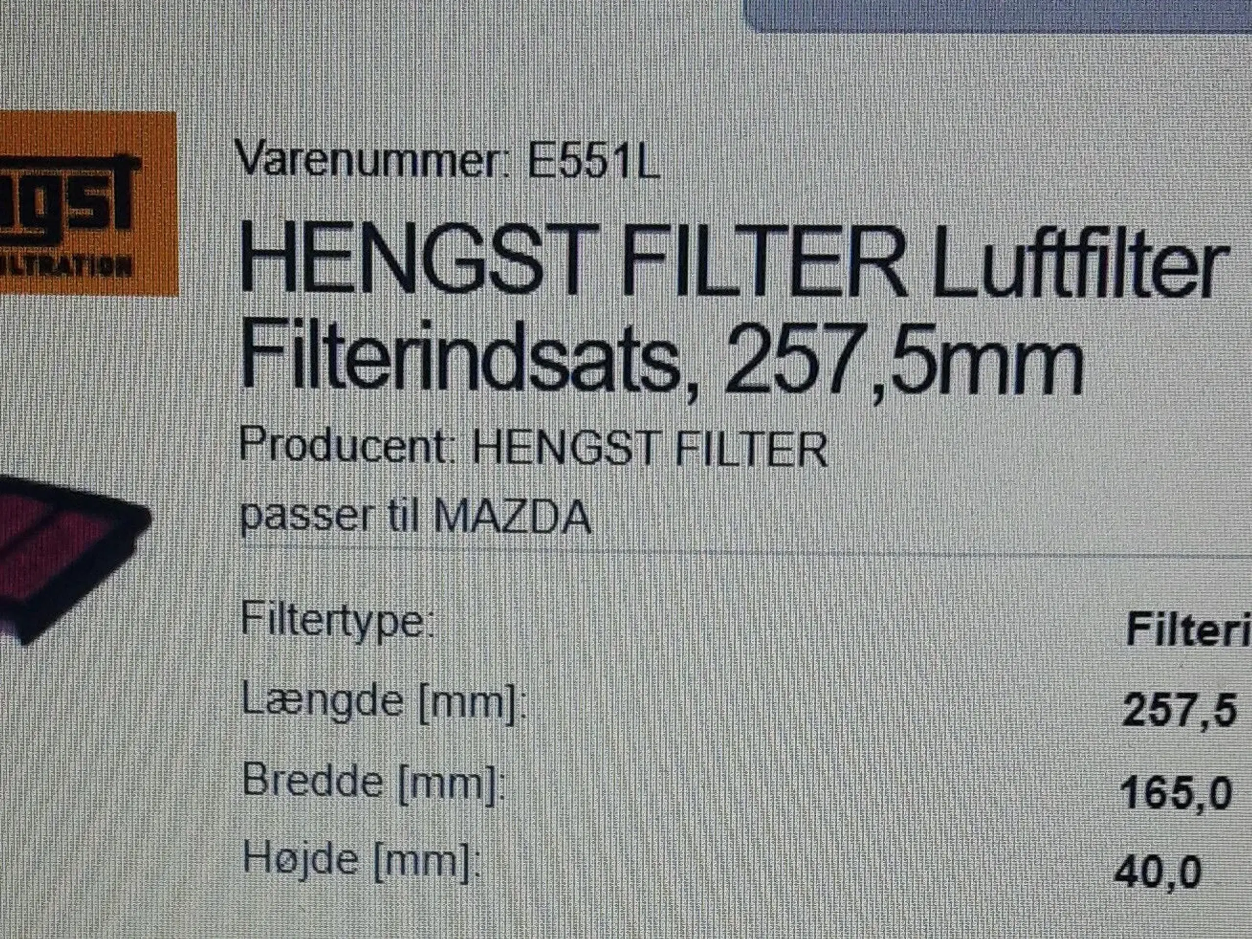 Mazda 626 luftfilter GRATIS