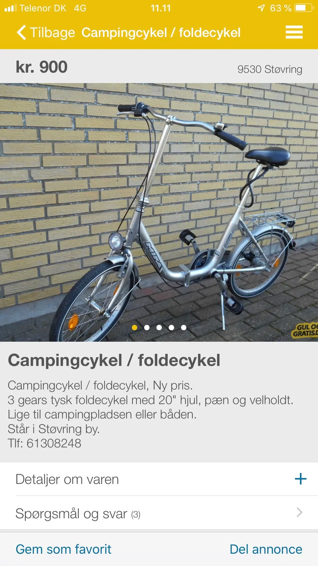 Følde cykel til camping eller by tur