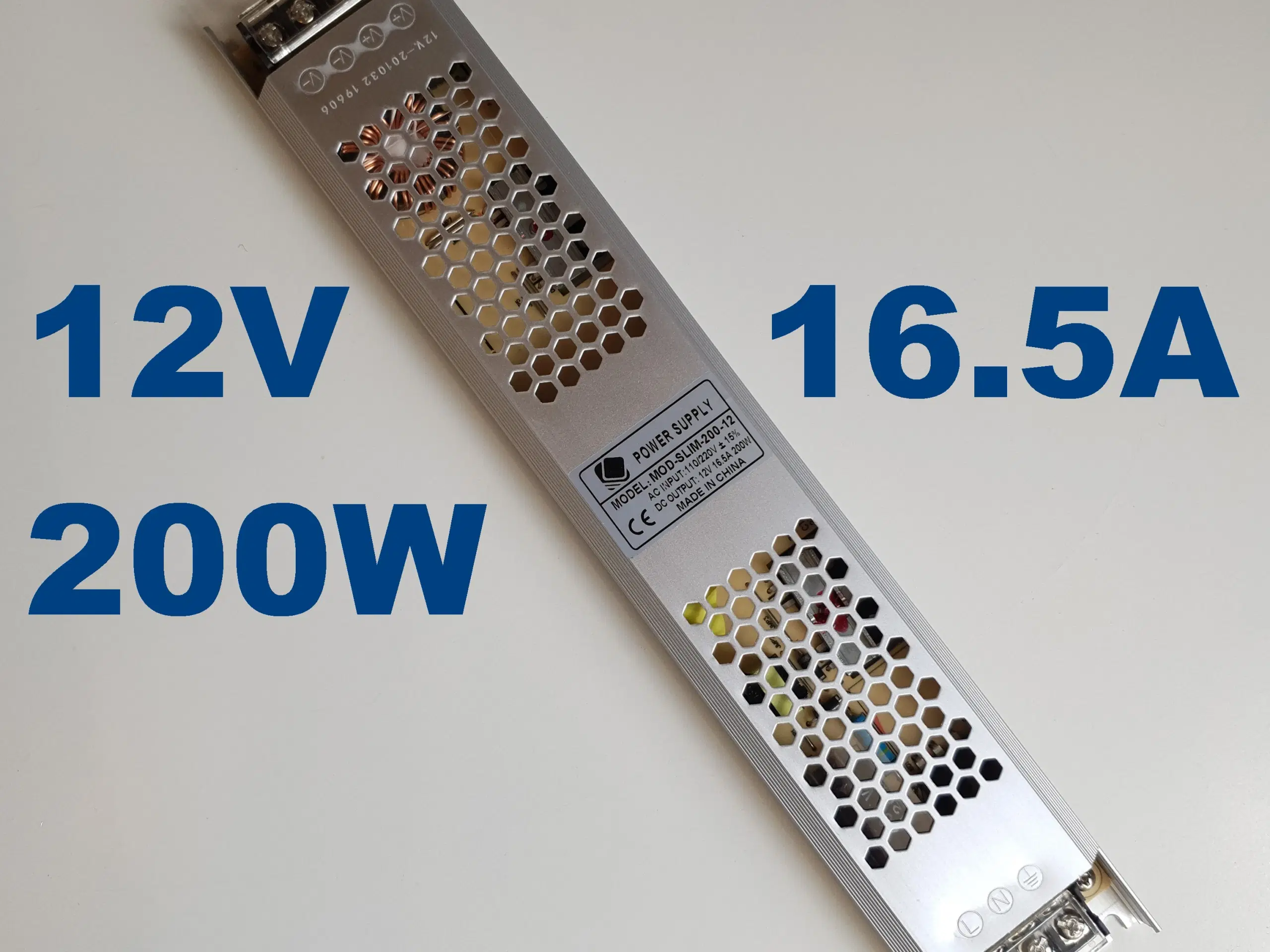 NY! 12V 165A 200W SLIM Strømforsyning