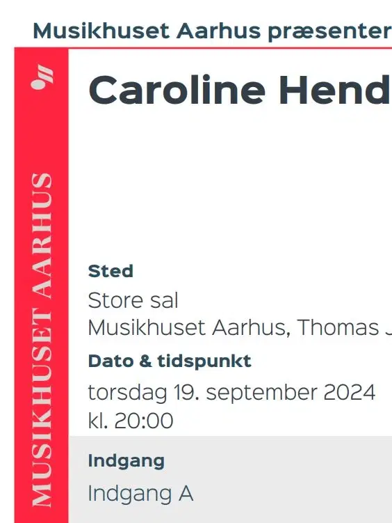 Caroline Henderson - 19/9 2 billetter 1 række