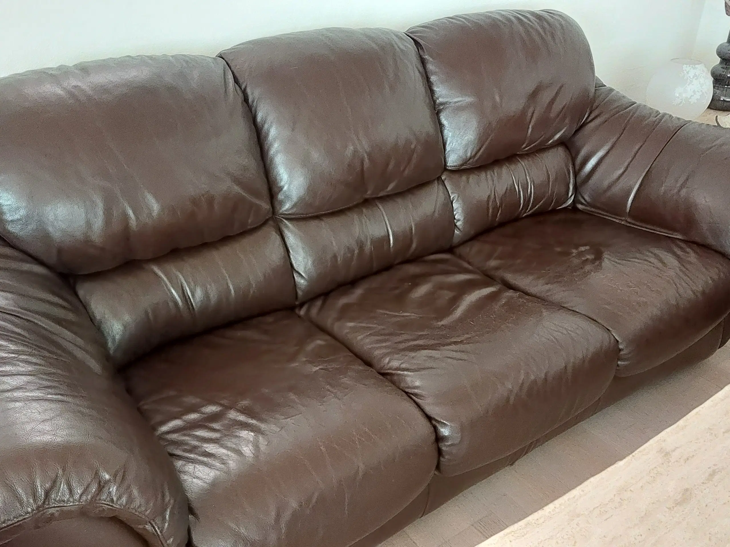 Brun lædersofa 3+2+1