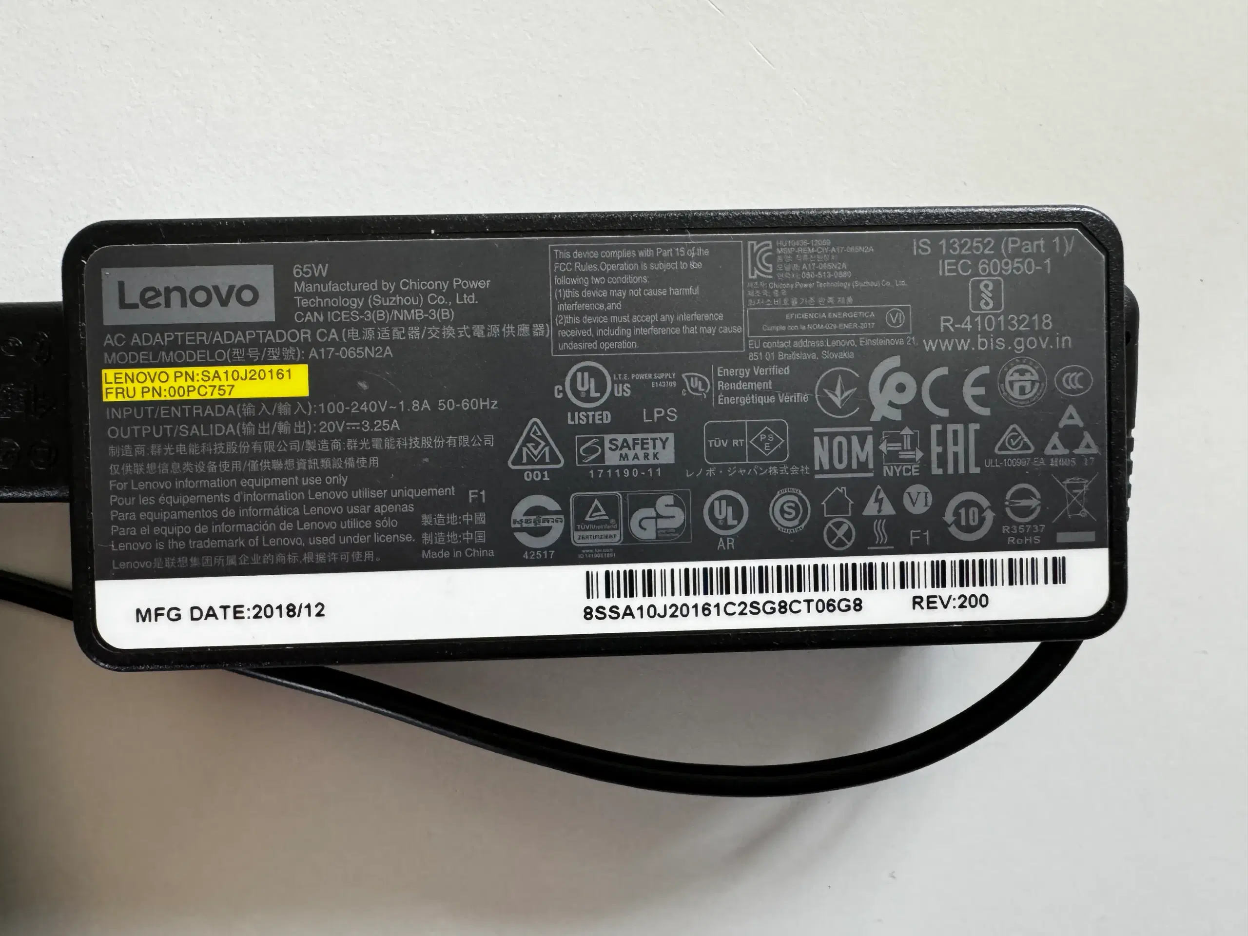 Lenovo oplader 65W