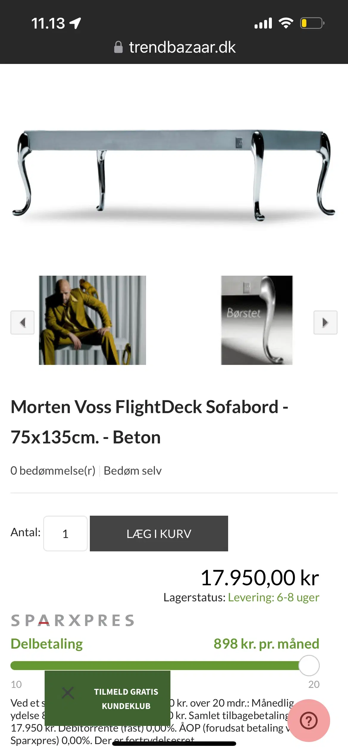 Morten Voss FlightDeck  beton sofabord