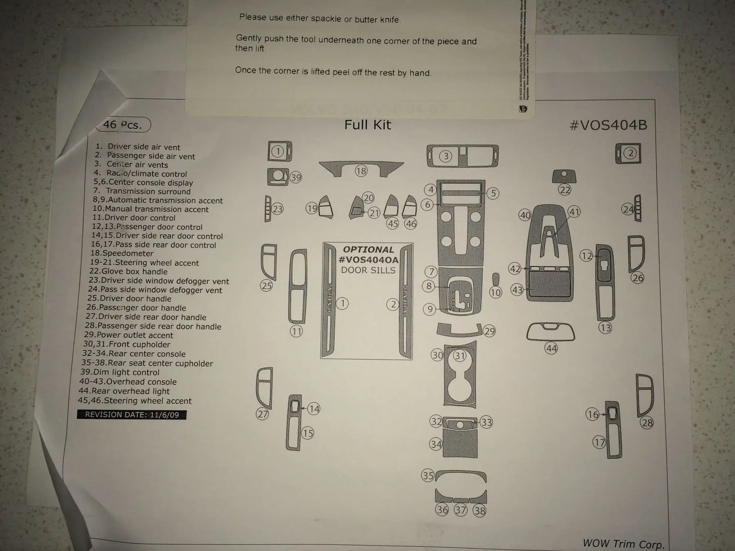 ny pris Interiør kit indvend til Volvo V 40/ 50