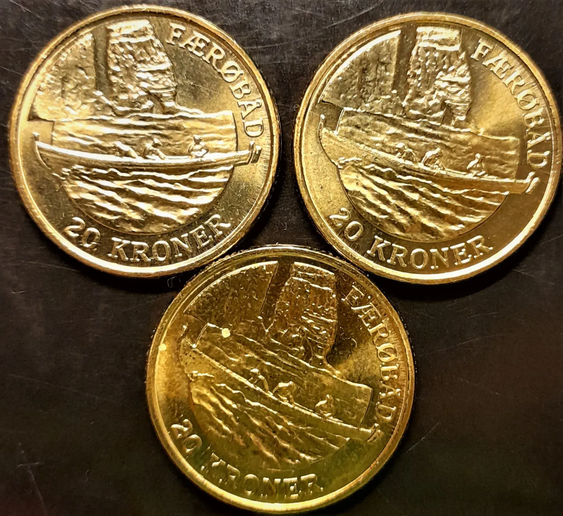 3 x 20 KRONE 2009 FÆRØBÅD UNC! FRA RULLE!