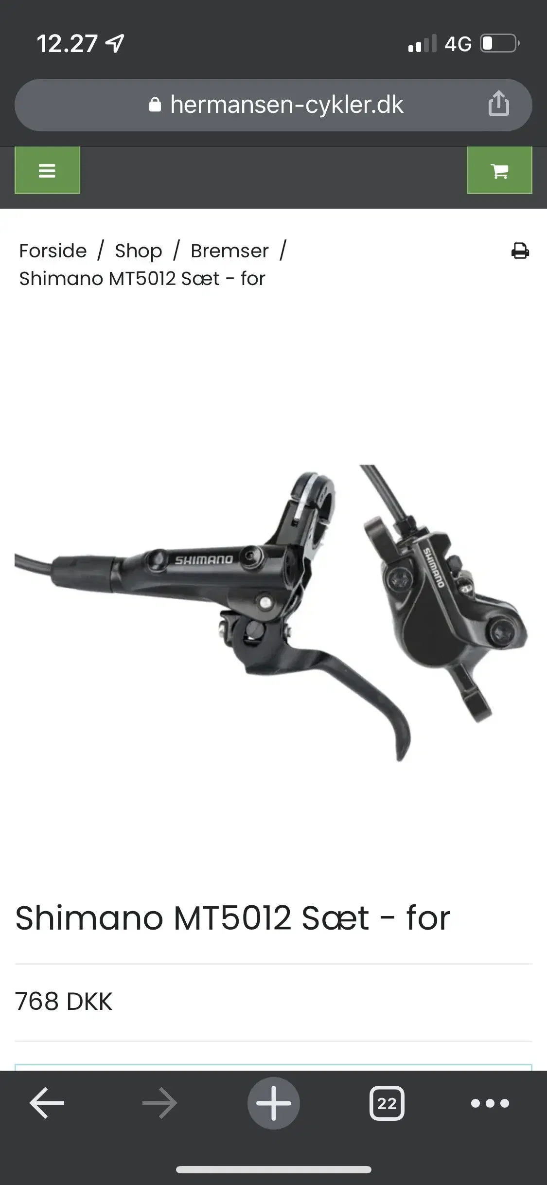 Shimano bremse sæt bl mt501