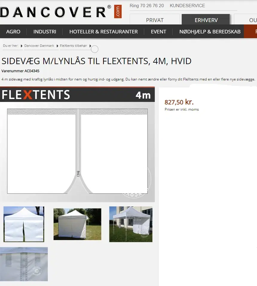 Professionel pavillon med udstyr 4 x 4m