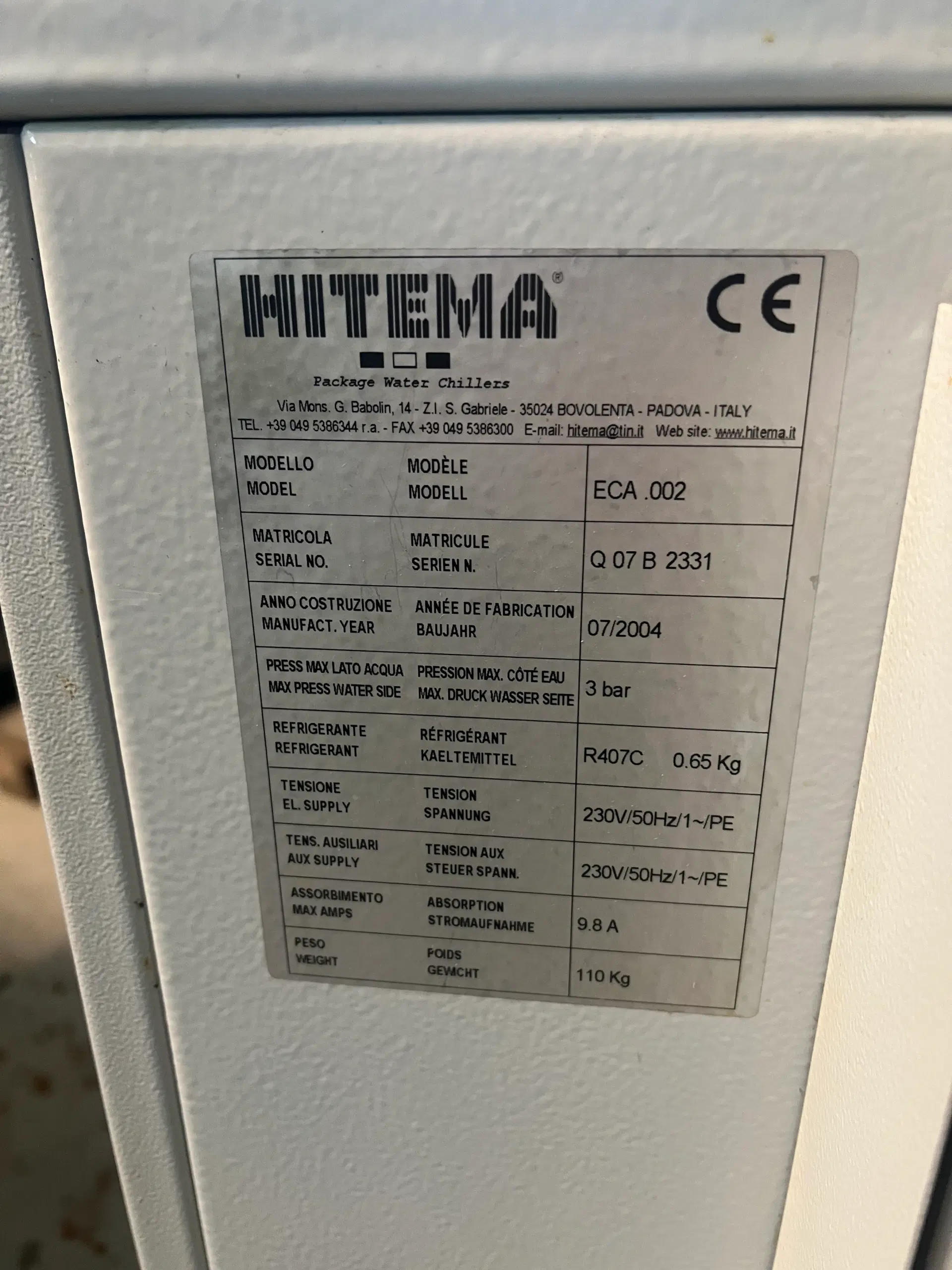 HITEMA ECA 002 Vandkøler