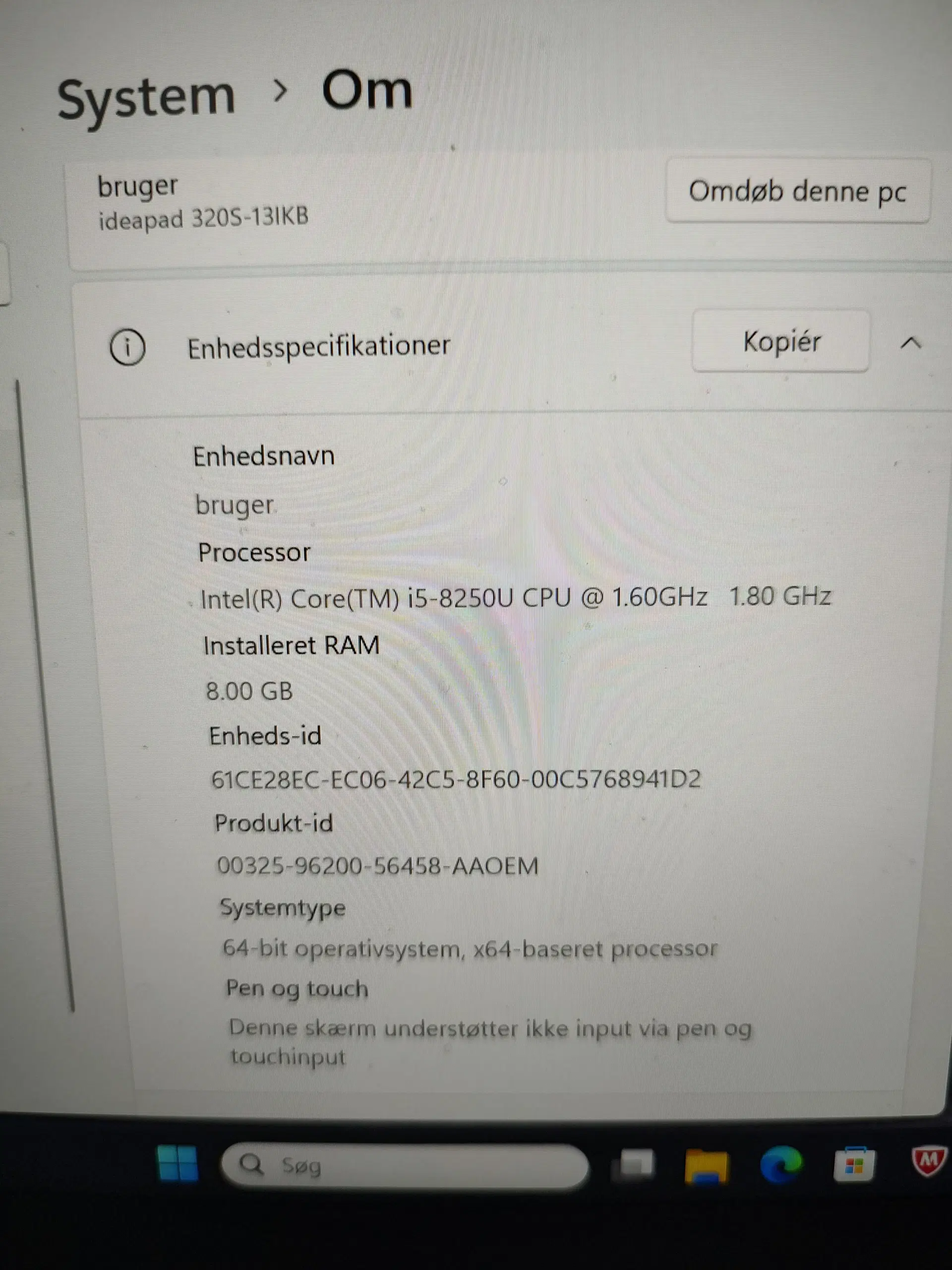 Bærbar lenovo ideapad 320S