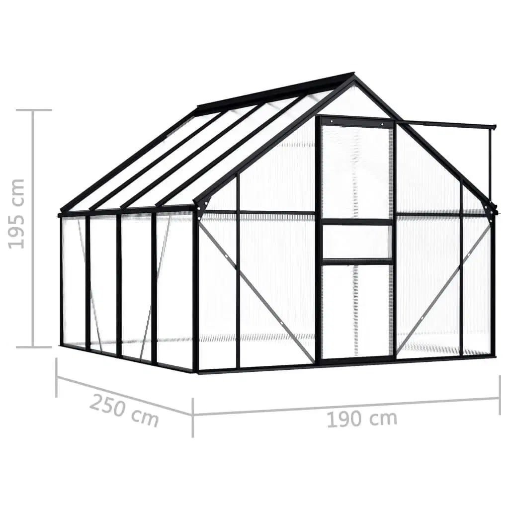 Drivhus 475 m² aluminium antracitgrå