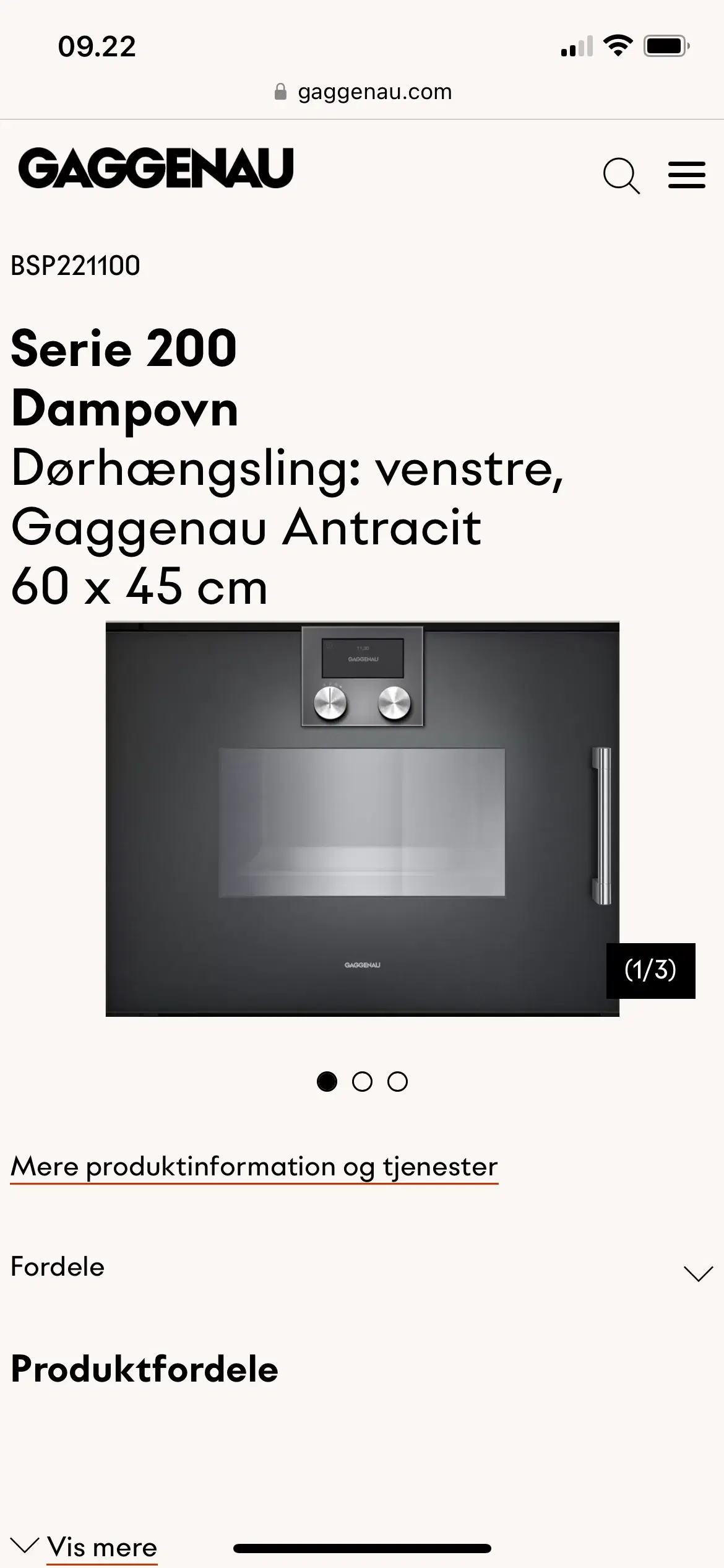 Gaggenau dampovn model BSP 221100