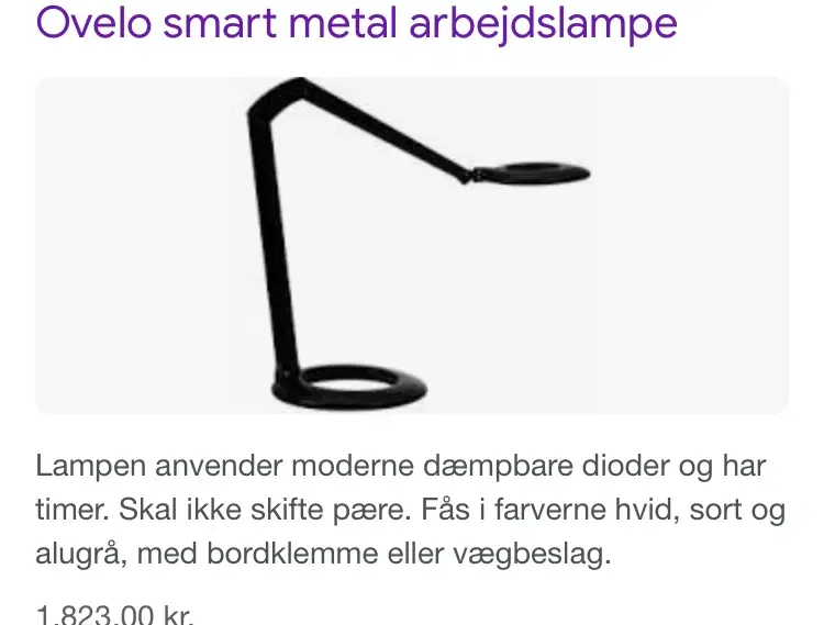 Ovelo bordlampe i hvid