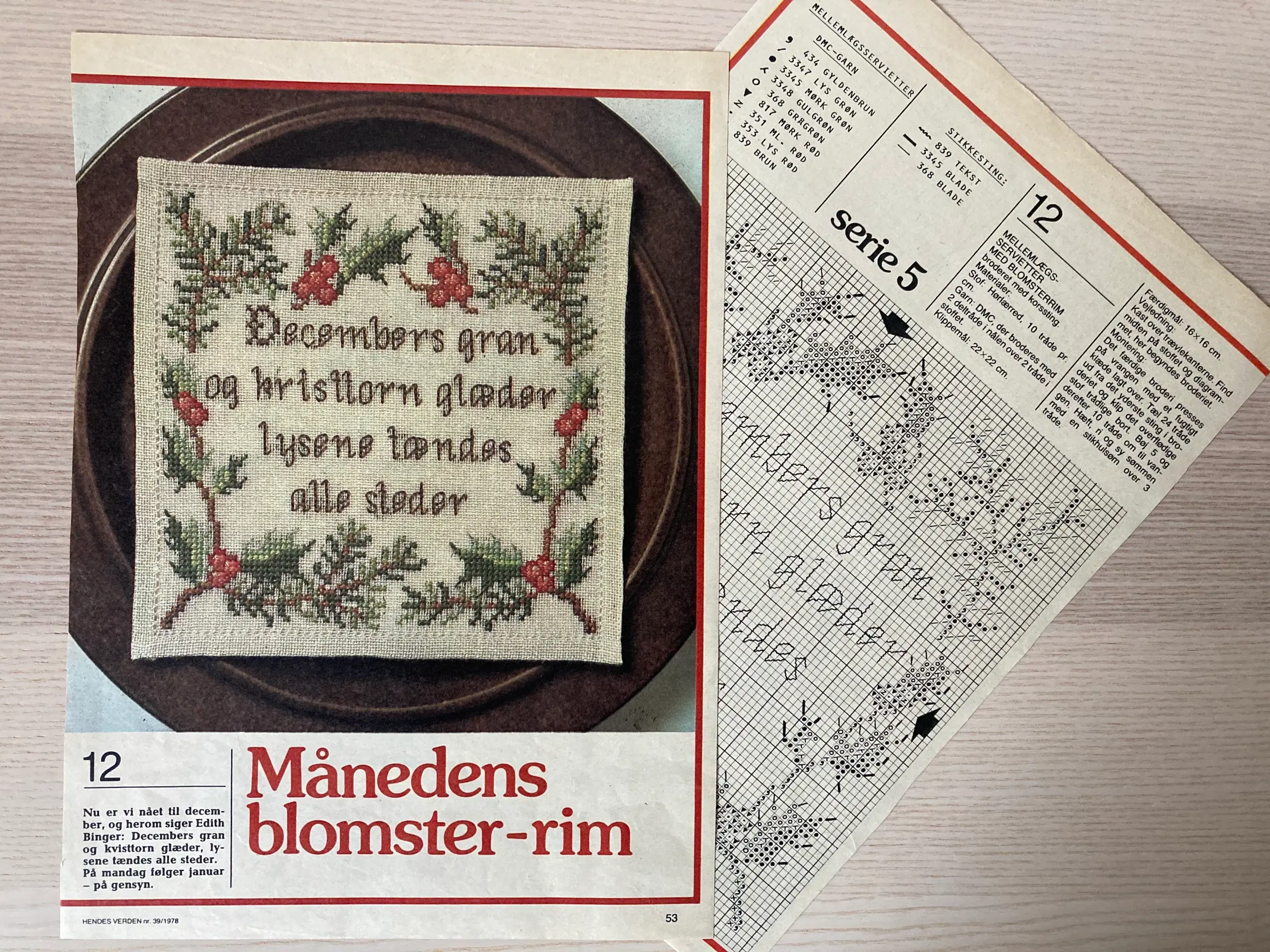 Broderimønster: Blomster-rim December