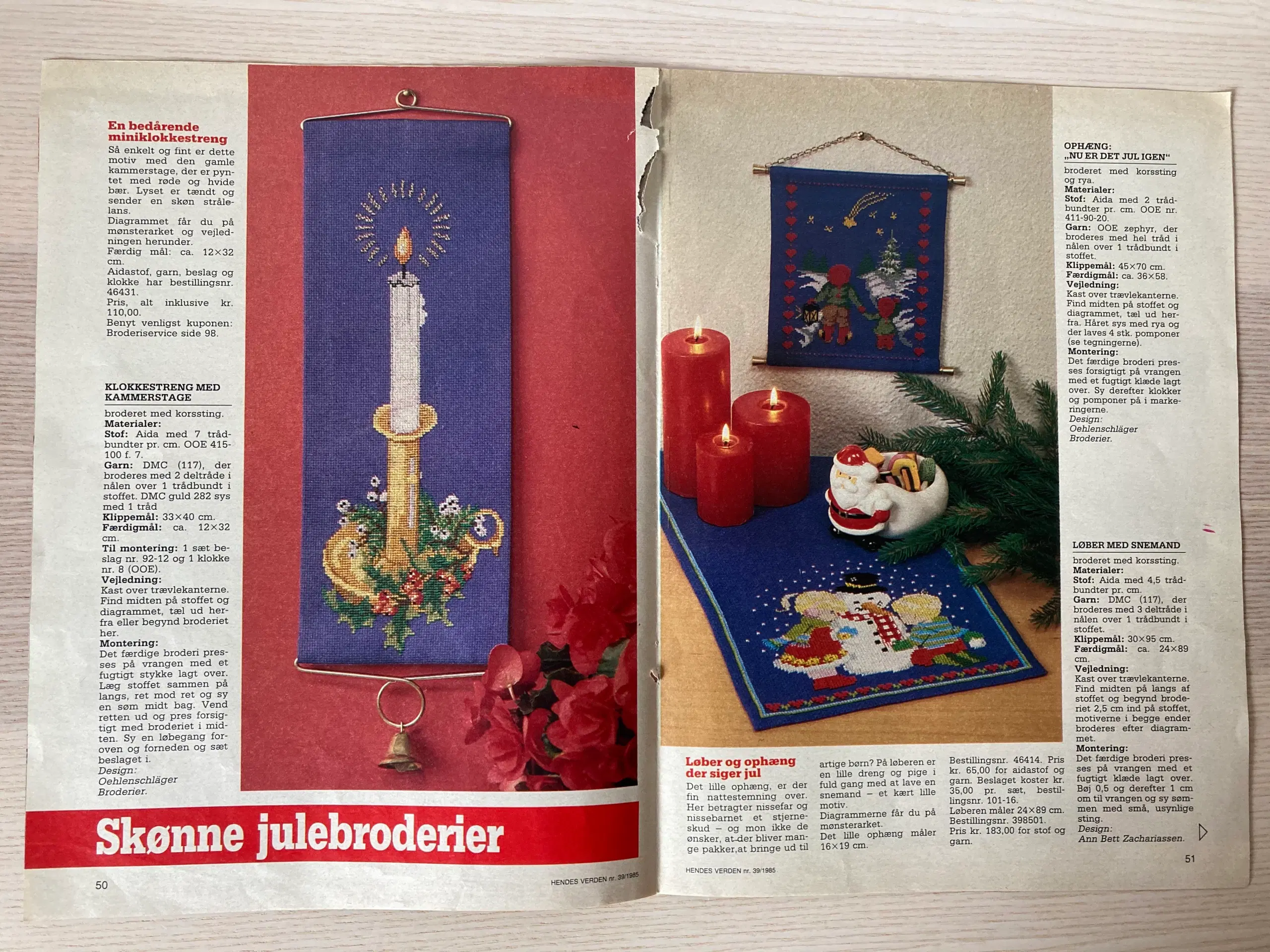 9 julebroderimønstre incl mønsterark HV 39/1985