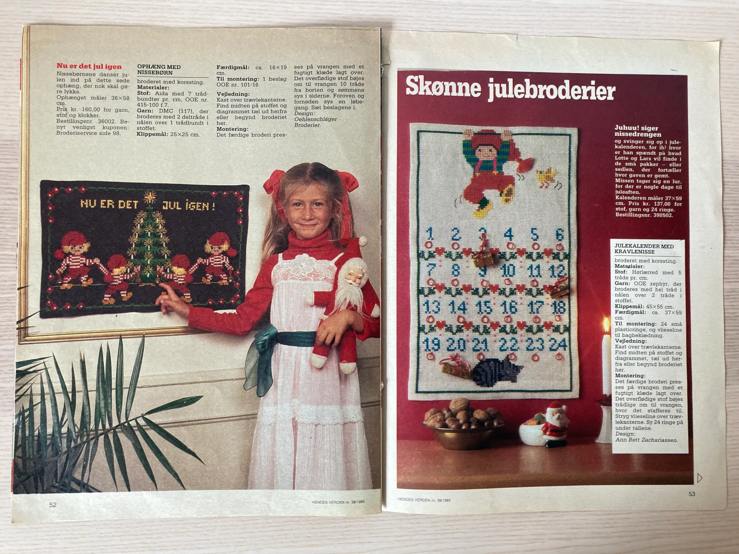 9 julebroderimønstre incl mønsterark HV 39/1985