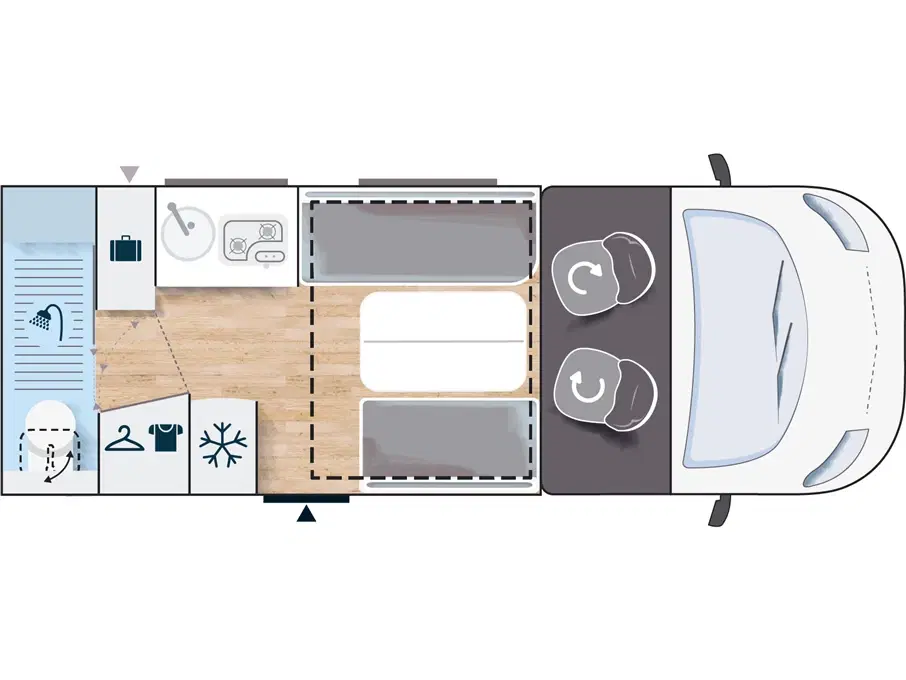 2024 - Chausson X550   Top moderne og nytænkt autocamper Med stor Lounge og siddegruppe sænkeseng