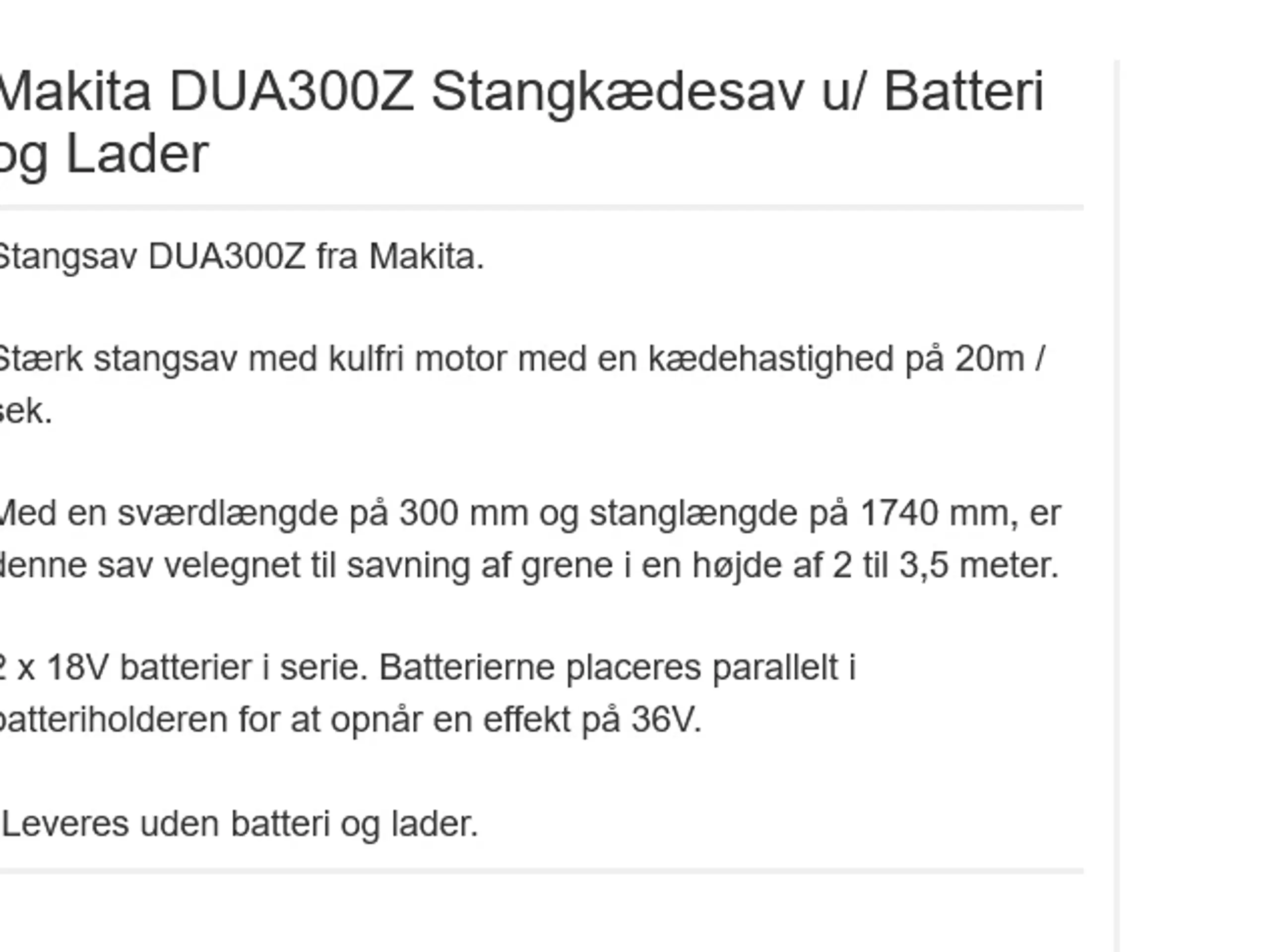 Makita stangsav batteri