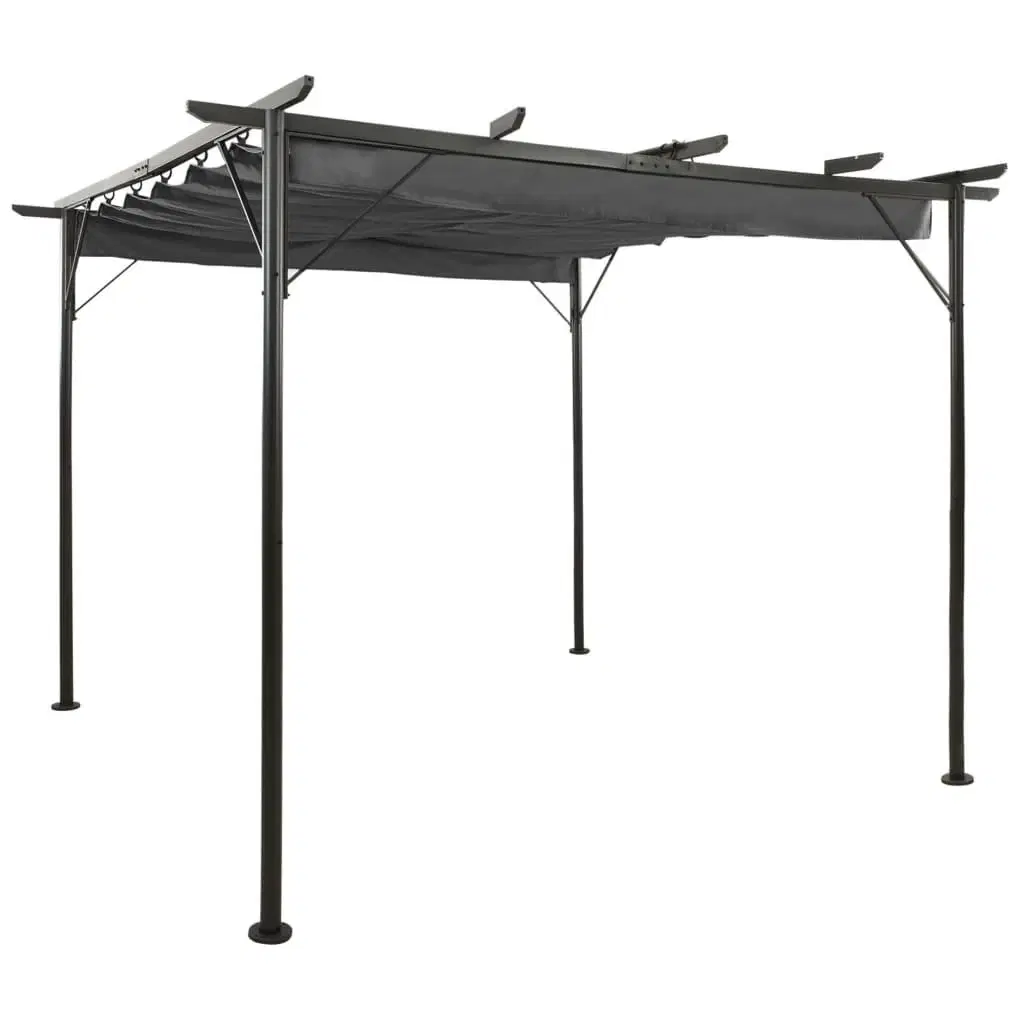 Pergola med sammenrulleligt tag 3x3 m 180 g/m² antracitgrå