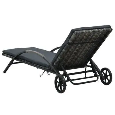 vidaXL liggestole med bord polyrattan antracitgrå