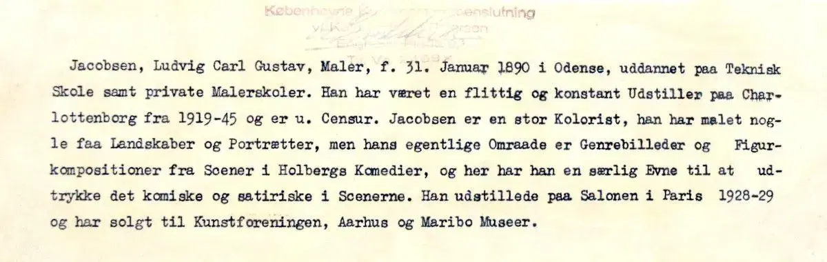 Maler af Carl Gustav Ludvig Jacobsen (1890-1957)