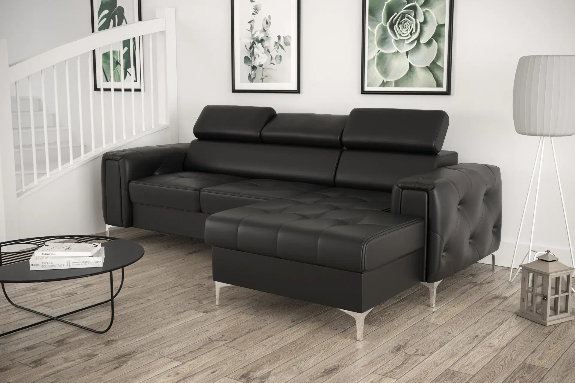 ORIONIS MINI HJØRNESOFA 255x165 CM Sort øko læder VENSTRE